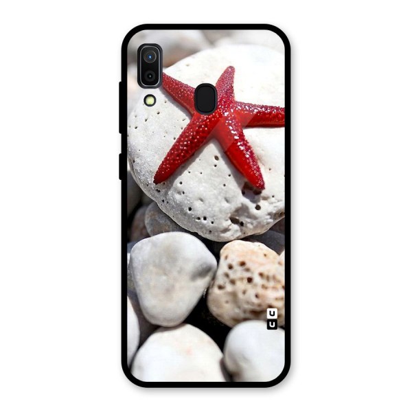 Red Star Fish Glass Back Case for Galaxy A30