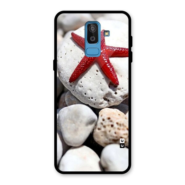 Red Star Fish Glass Back Case for Galaxy J8