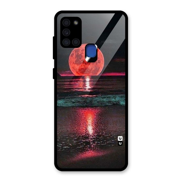 Red Sun Ocean Glass Back Case for Galaxy A21s