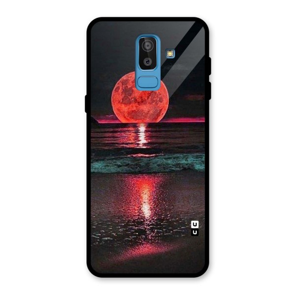 Red Sun Ocean Glass Back Case for Galaxy J8