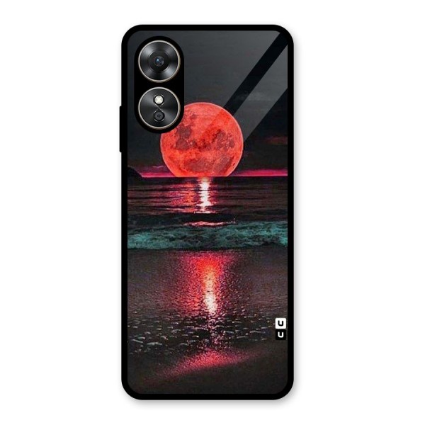 Red Sun Ocean Glass Back Case for Oppo A17