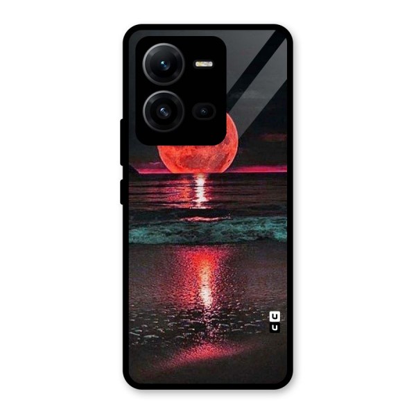 Red Sun Ocean Glass Back Case for Vivo V25