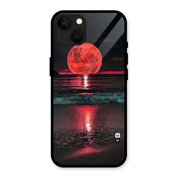 Red Sun Ocean Glass Back Case for iPhone 13