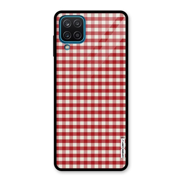 Red White Check Glass Back Case for Galaxy A12