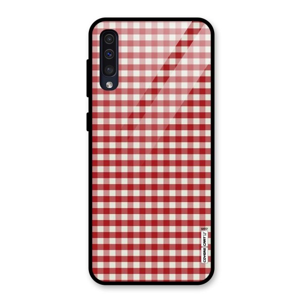 Red White Check Glass Back Case for Galaxy A50s