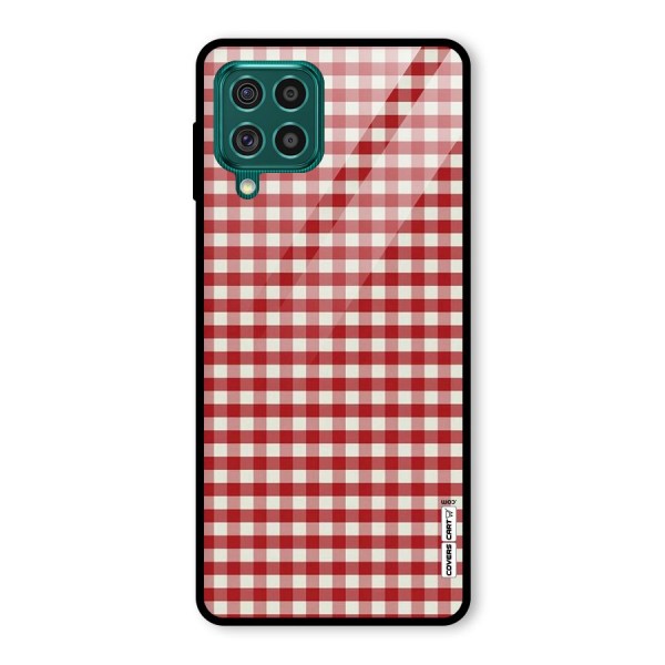 Red White Check Glass Back Case for Galaxy F62