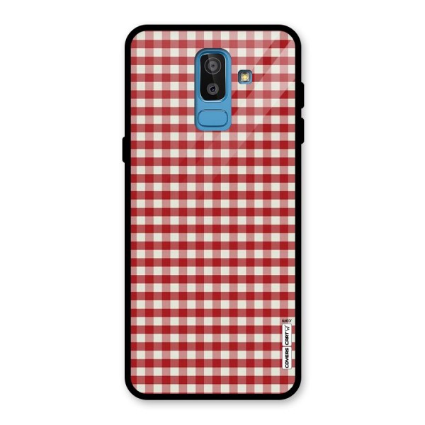 Red White Check Glass Back Case for Galaxy J8