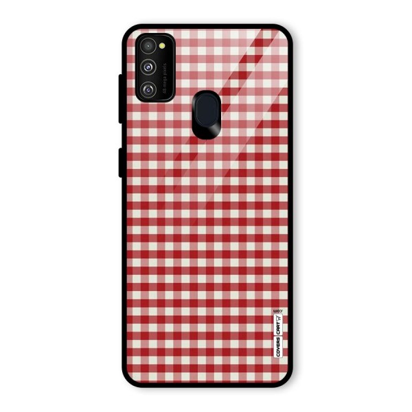 Red White Check Glass Back Case for Galaxy M21