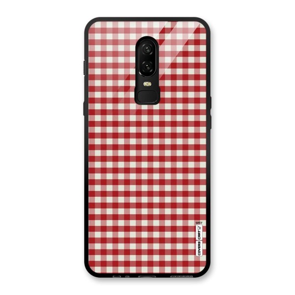 Red White Check Glass Back Case for OnePlus 6