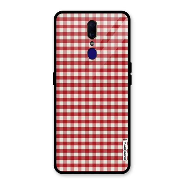 Red White Check Glass Back Case for Oppo F11