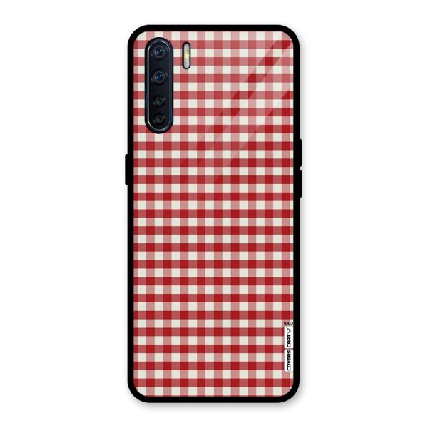 Red White Check Glass Back Case for Oppo F15