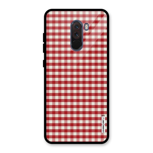 Red White Check Glass Back Case for Poco F1