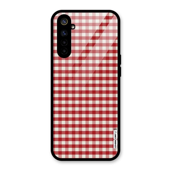 Red White Check Glass Back Case for Realme 6