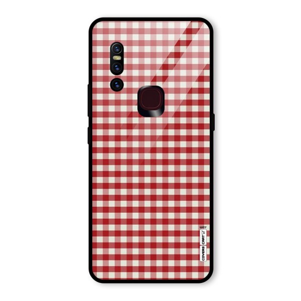 Red White Check Glass Back Case for Vivo V15