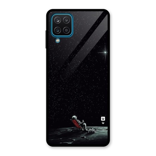 Resting Spaceman Face Glass Back Case for Galaxy A12