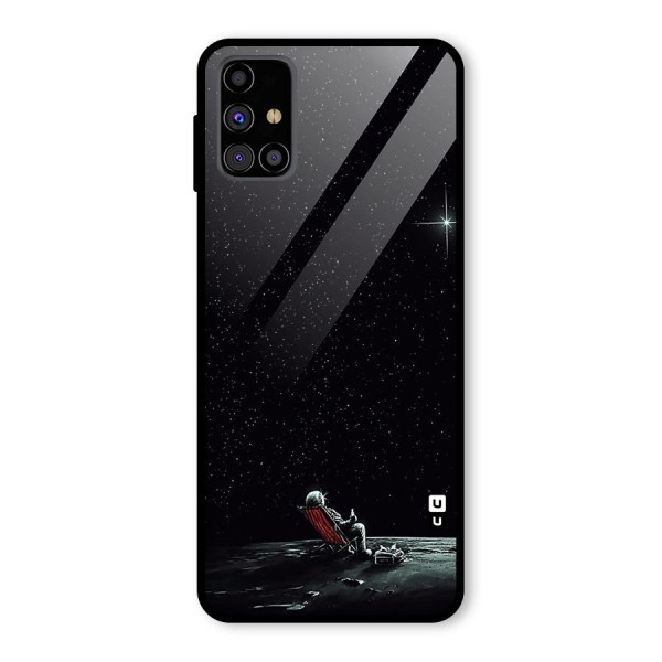 Resting Spaceman Face Glass Back Case for Galaxy M31s