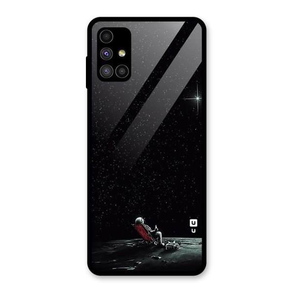 Resting Spaceman Face Glass Back Case for Galaxy M51