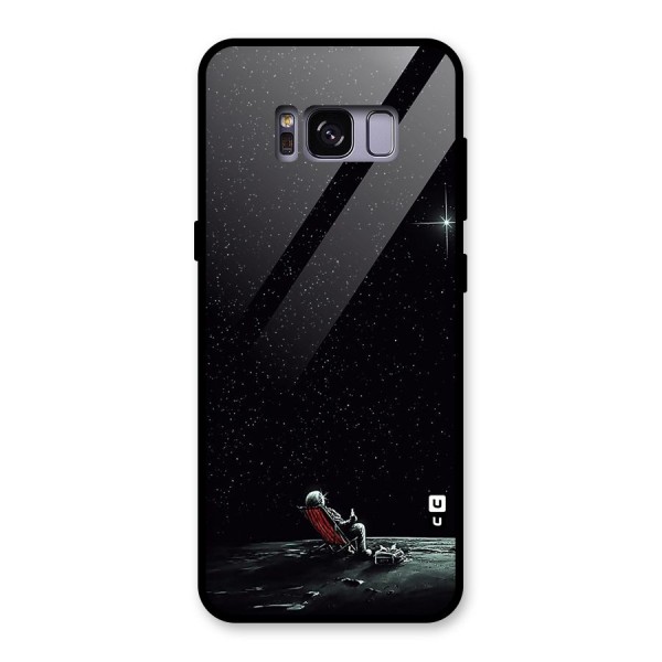 Resting Spaceman Face Glass Back Case for Galaxy S8