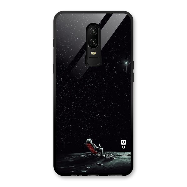 Resting Spaceman Face Glass Back Case for OnePlus 6