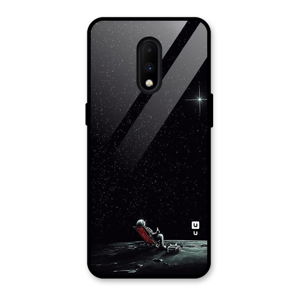 Resting Spaceman Face Glass Back Case for OnePlus 7