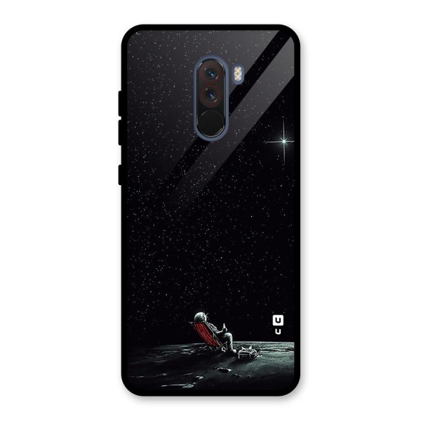 Resting Spaceman Face Glass Back Case for Poco F1