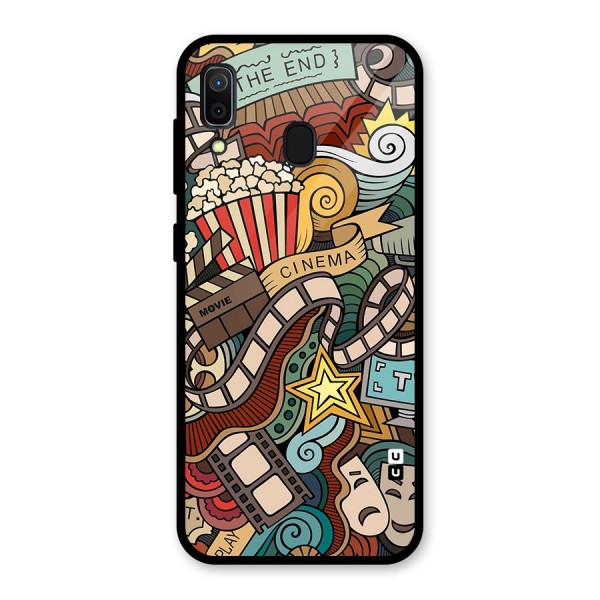 Retro Doodle Art Glass Back Case for Galaxy A30