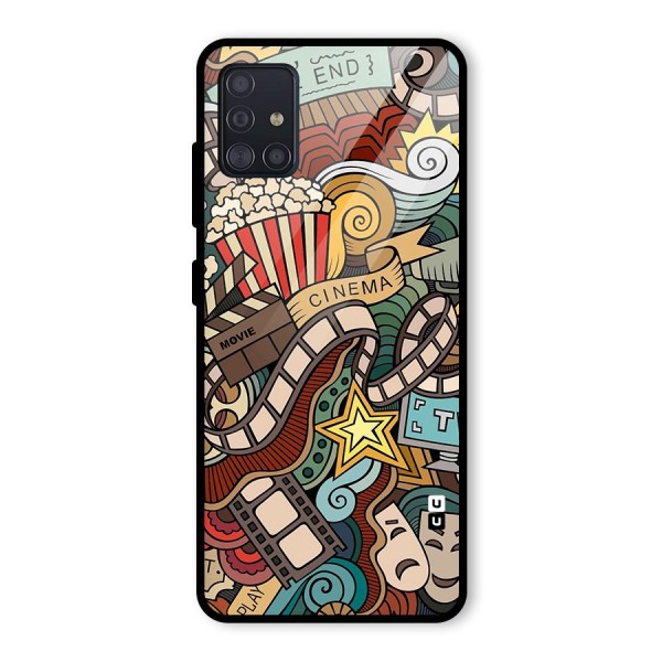 Retro Doodle Art Glass Back Case for Galaxy A51