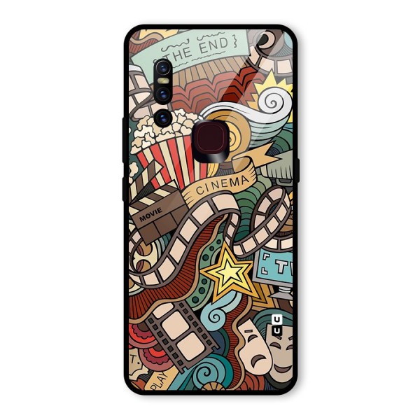 Retro Doodle Art Glass Back Case for Vivo V15