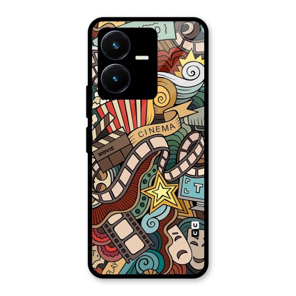 Retro Doodle Art Glass Back Case for Vivo Y22