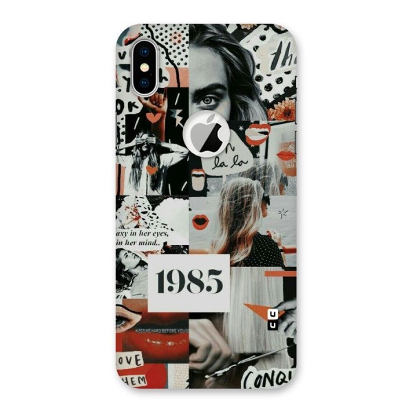 Retro Pattern Back Case for iPhone XS Logo Cut