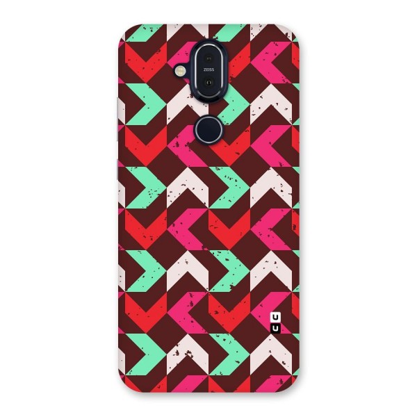 Retro Red Pink Pattern Back Case for Nokia 8.1