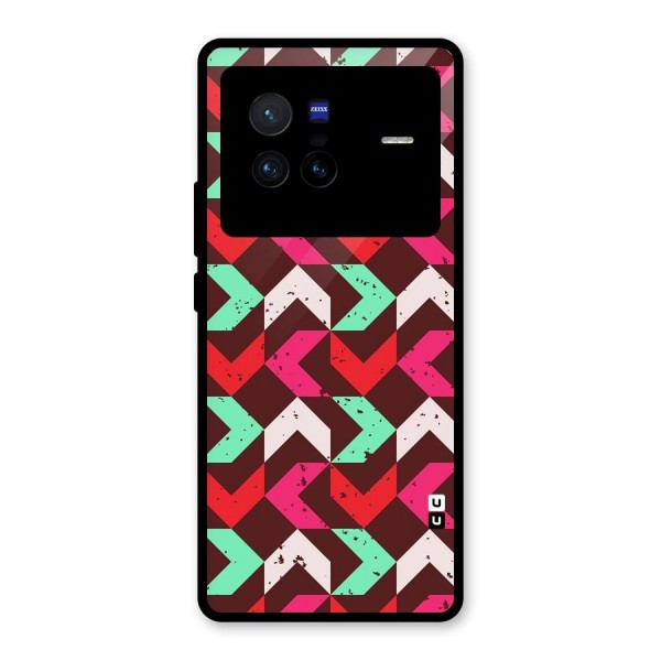 Retro Red Pink Pattern Glass Back Case for Vivo X80