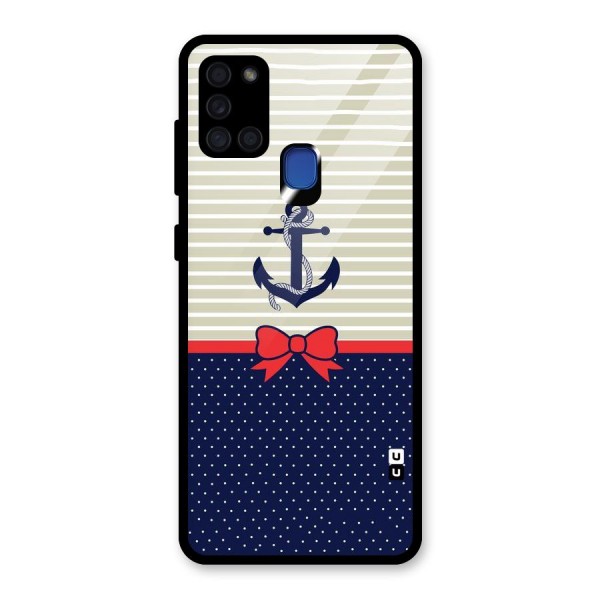 Ribbon Anchor Glass Back Case for Galaxy A21s