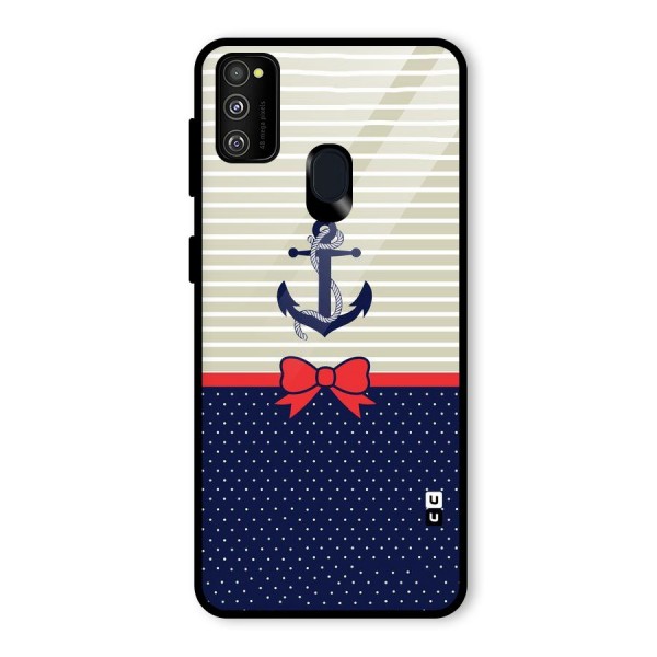 Ribbon Anchor Glass Back Case for Galaxy M21