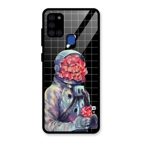 Robot Rose Glass Back Case for Galaxy A21s