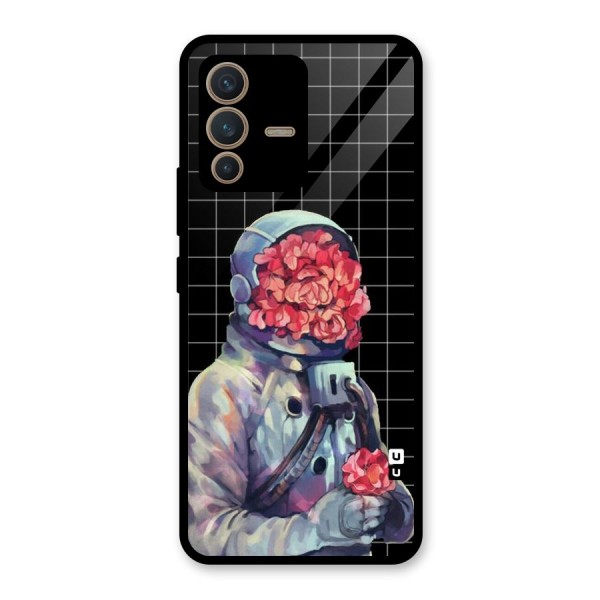 Robot Rose Glass Back Case for Vivo V23 5G