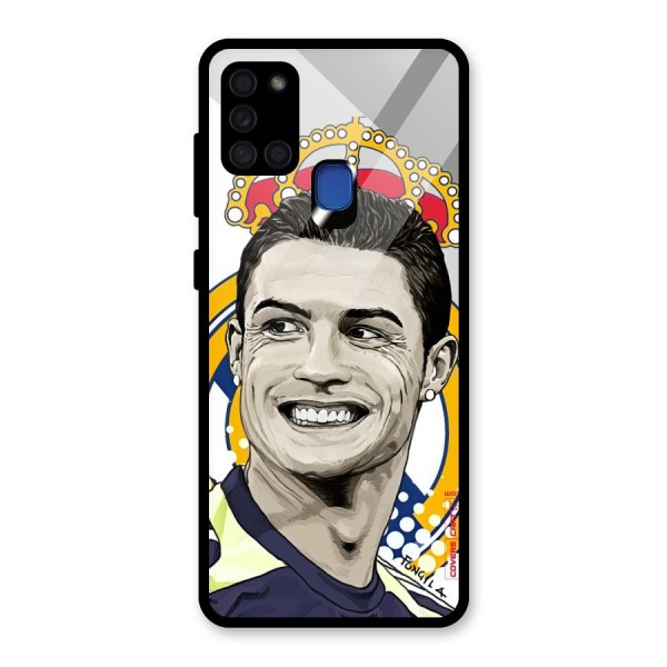 Ronaldo Madrid King Glass Back Case for Galaxy A21s