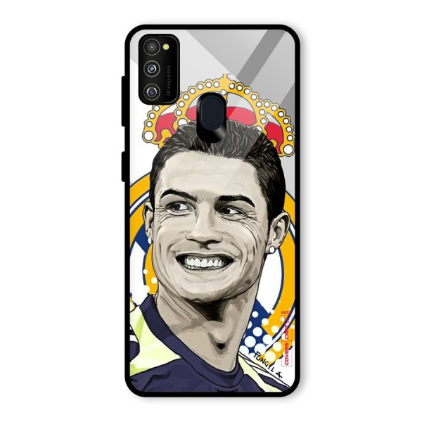 Ronaldo Madrid King Glass Back Case for Galaxy M21