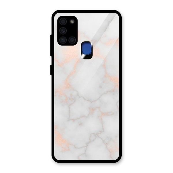 RoseGold Marble Glass Back Case for Galaxy A21s