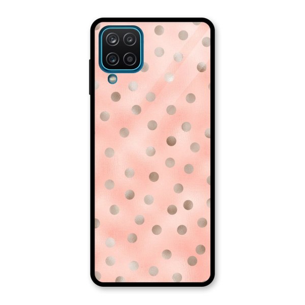 RoseGold Polka Dots Glass Back Case for Galaxy A12