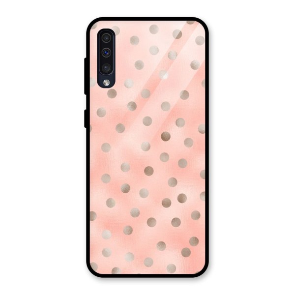 RoseGold Polka Dots Glass Back Case for Galaxy A50s