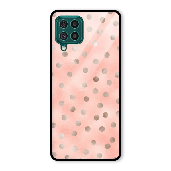 RoseGold Polka Dots Glass Back Case for Galaxy F62