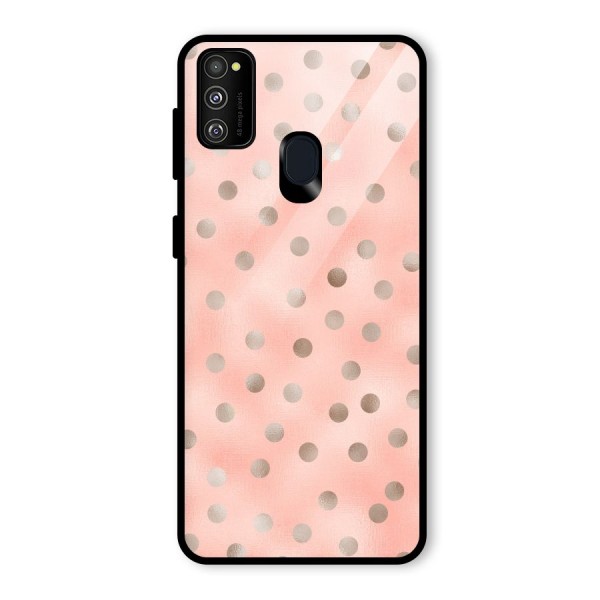 RoseGold Polka Dots Glass Back Case for Galaxy M21