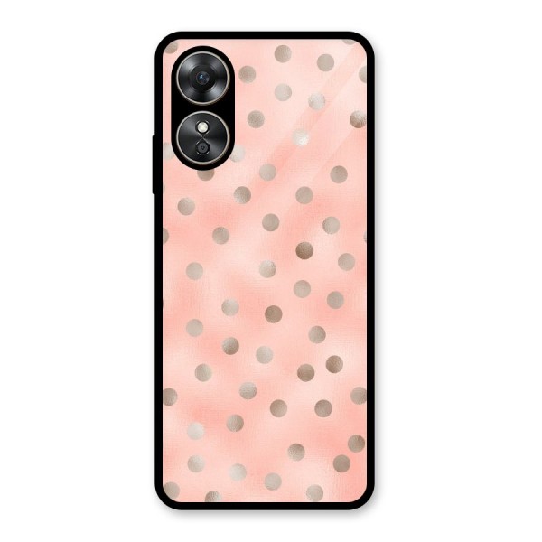 RoseGold Polka Dots Glass Back Case for Oppo A17