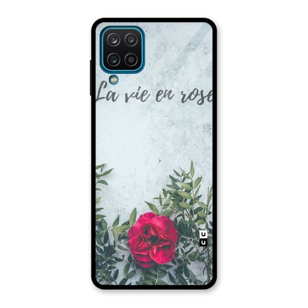 Rose Life Glass Back Case for Galaxy A12