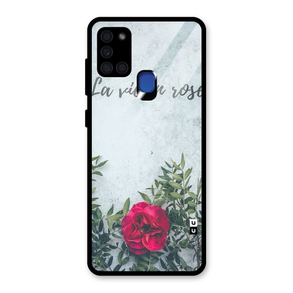 Rose Life Glass Back Case for Galaxy A21s