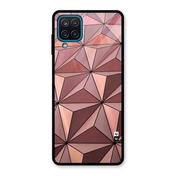 Rosegold Abstract Shapes Glass Back Case for Galaxy A12