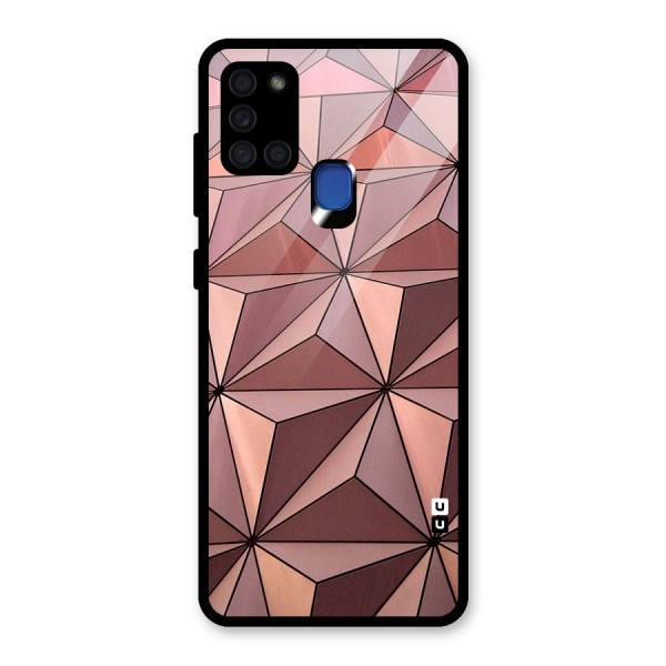 Rosegold Abstract Shapes Glass Back Case for Galaxy A21s