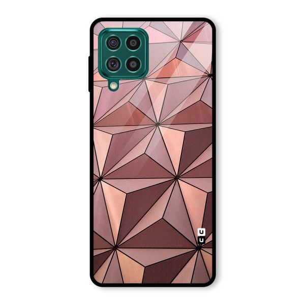 Rosegold Abstract Shapes Glass Back Case for Galaxy F62