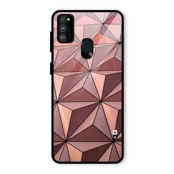 Rosegold Abstract Shapes Glass Back Case for Galaxy M21